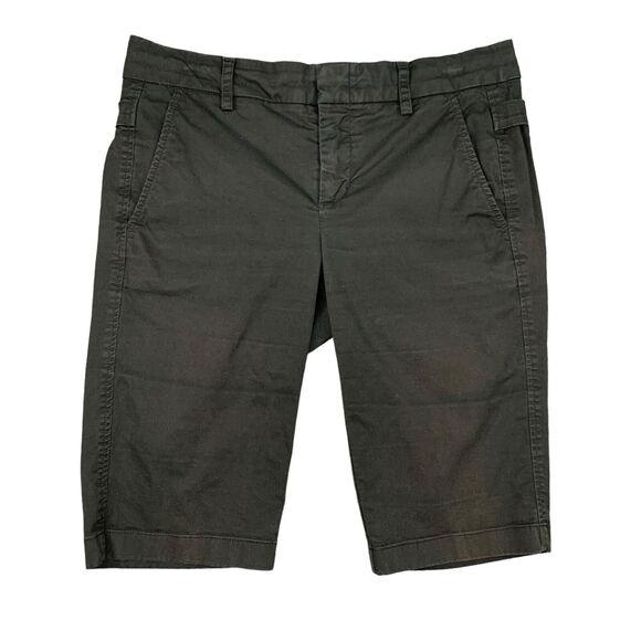 Vince Short Womens 2 Solid Black Side Buckle Knee Length Low Rise Bermuda Casual - Picture 1 of 11